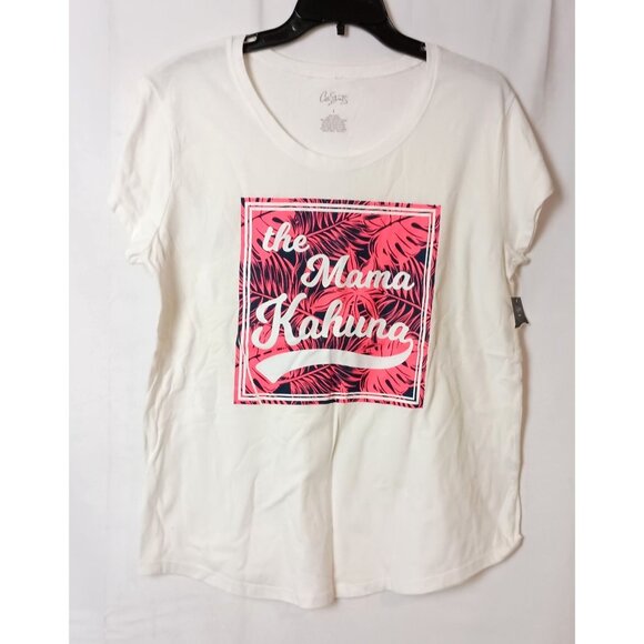 City Streets The Mama Kahuna T-Shirt L White Pink Graphic Tee NWT Cotton - Picture 2 of 5
